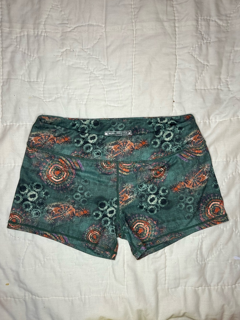 Born Primitive Green Floral-Pattern Athletic Shorts 3 1/2 inch inseam